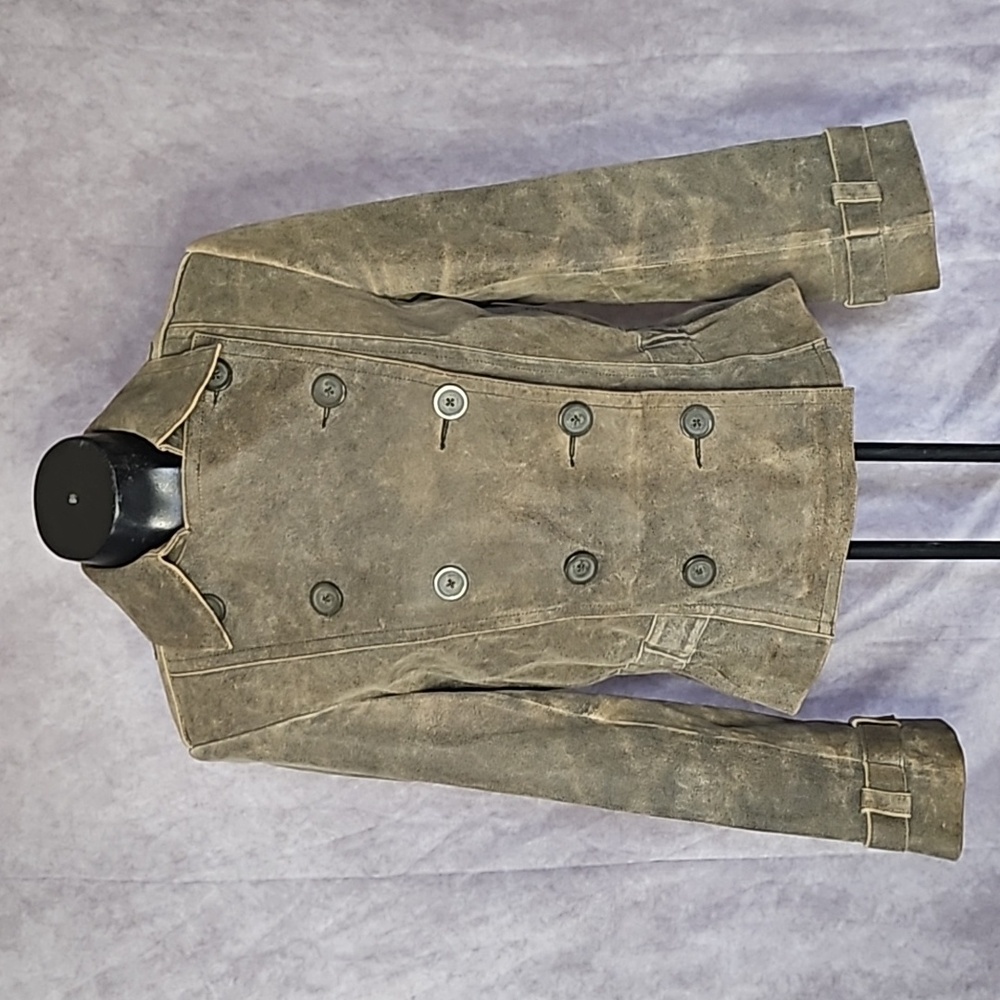 Express Distressed Leather Double Button Collar T… - image 1